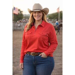 Rock & Roll Denim‎ XL Coral Western Y2K Utility Zip Coastal Cowgirl Core Rodeo